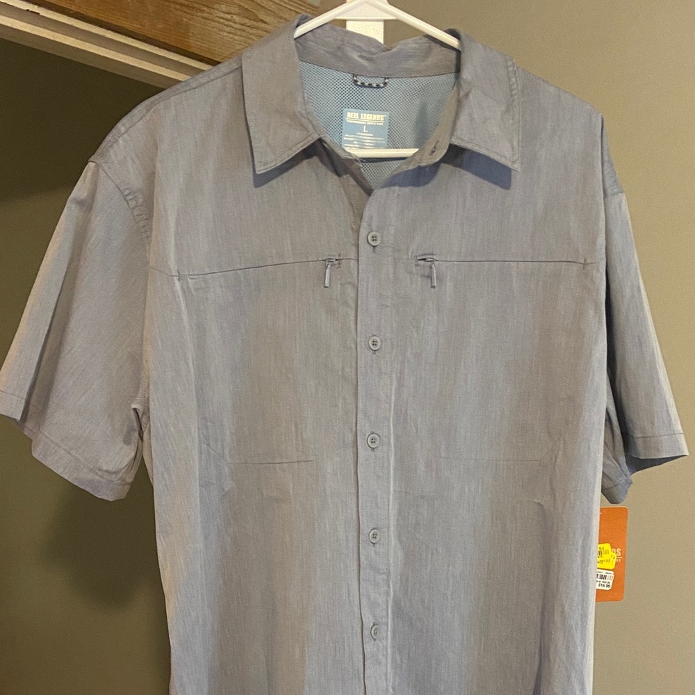 Reel Legends Steel Gray Button Down Shirt